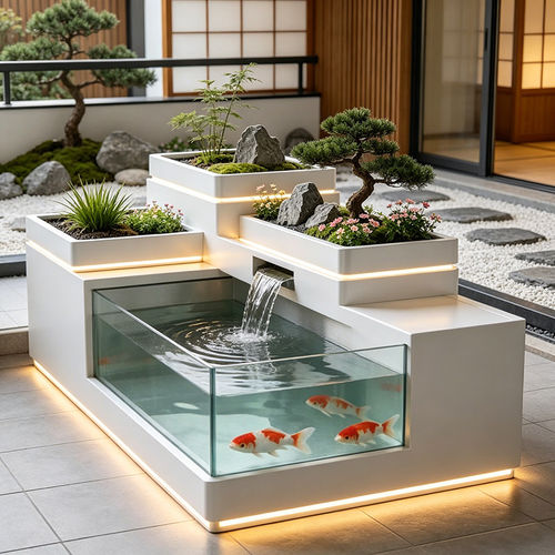 阳台不锈钢流水鱼池花箱成品摆件室内户外庭院别墅循环造喷泉水景
