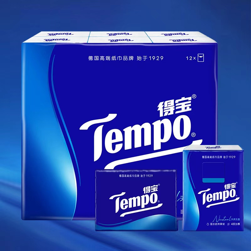Tempo得宝加厚4层12包手帕纸便携