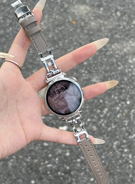 萱芊适用GT6新款watch华为手表GT5pro女士通用GT4金属皮质表带3智能GT2华为fit4手表表带fit3荣耀手环9灰色5