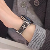 萱芊 华为GT5表带watch5pro女4智能2荣耀专用运动gt4fit4pro通用 皮质表带适用GT6新款 细款 十字扎染牛仔