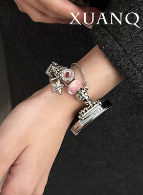 萱芊适用于潘多拉金属抽绳手链华为手表GT4GT3手表带watch4watch3pro新款GT2pro表带合金GT1高级感海洋小香风