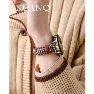 fit3 萱芊适用于华为GT6千鸟格小蛮腰华为手表GT5GT4表带watch4 2pro手表带皮新款 GT3 2荣耀4pro表带 3pro女款