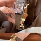 蝴蝶扣细款 真羊皮柔软星光适用于s10代applewatch987SE萱芊表带