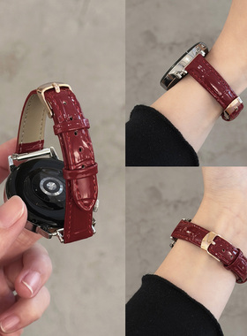 萱芊适用华为GT5/GT6表带秋冬新款竹节皮纹GT4/41mm高级小牛皮金扣表带watch5/watch4/pro手表带GT2/GT3pro