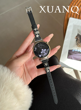 萱芊适用于铆钉星星皮高级华为手表GT4GT3表带watch3pro女款GT2pro手表带GT Runner皮质GT1新款ins女小香风