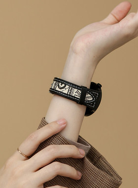 萱芊适用于华为GT6花纹马鞍华为手表GT5GT4表带watch543pro女款GT3/2手表带皮质新款女士智能荣耀4pro手表带