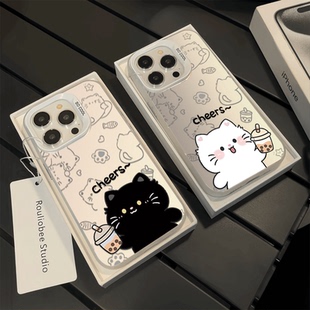 适用华为mate80手机壳nova15奶茶猫咪pura70新款 p30防摔13 50可爱p60 11se卡通pro套ultra全包情侣男女