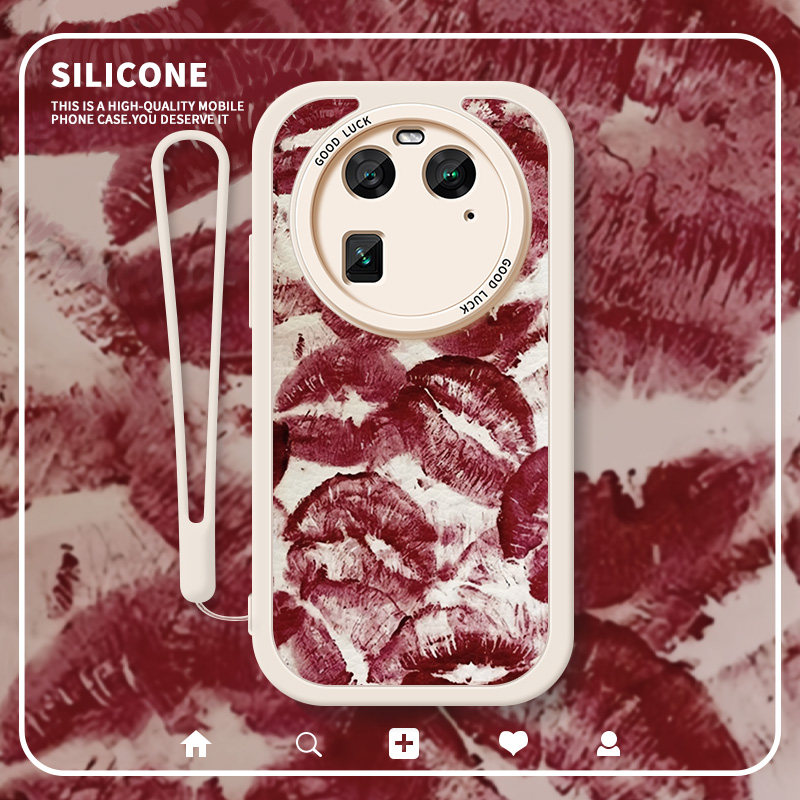 红色唇印适用oppor17手机壳findx6pro不会撞壳r15新款x3高级感k10防摔x5套x6全包k9冷淡x5pro潮k11新款k9por