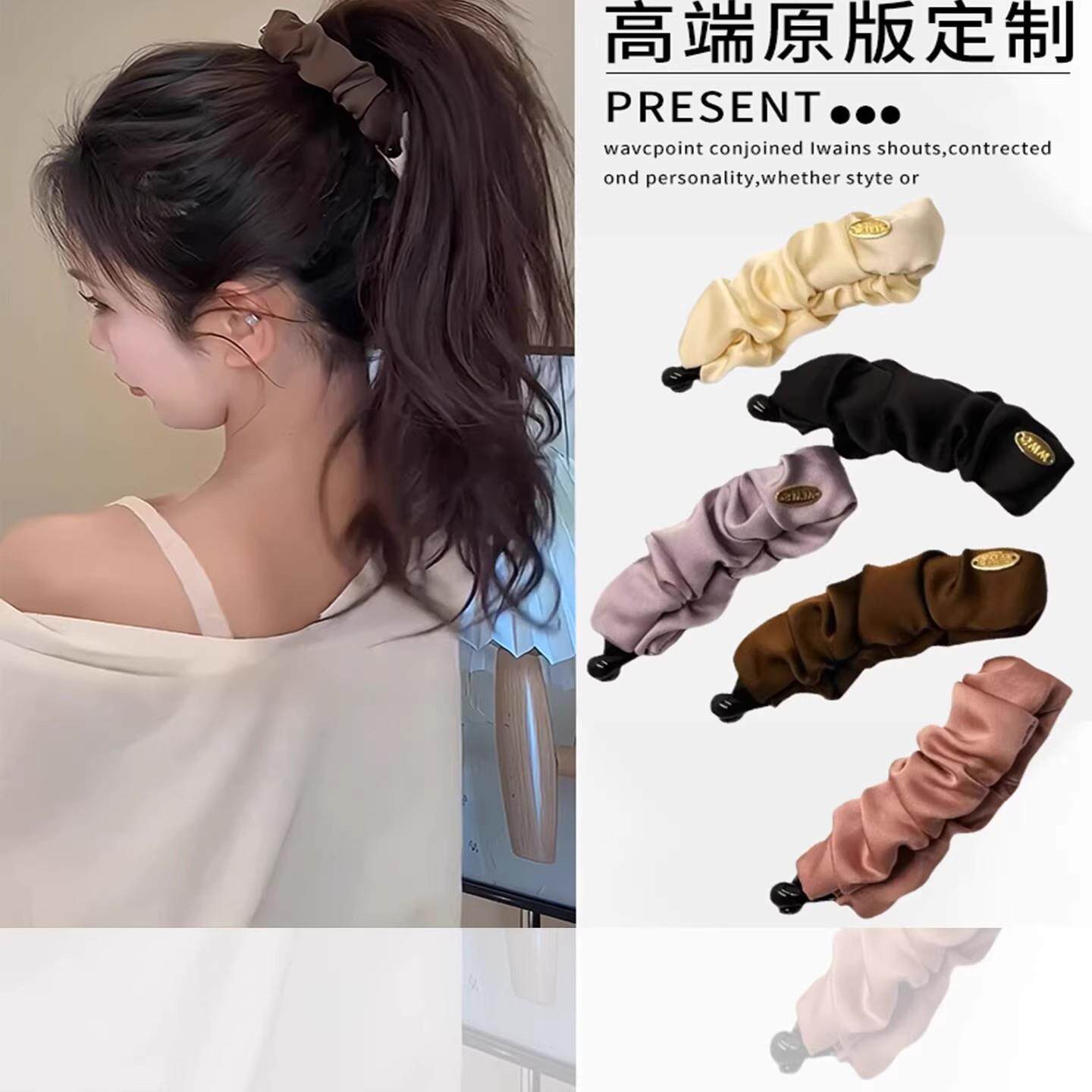 发量少~气质简约高级感褶皱香蕉夹女固定马尾竖夹扭夹显发量横夹