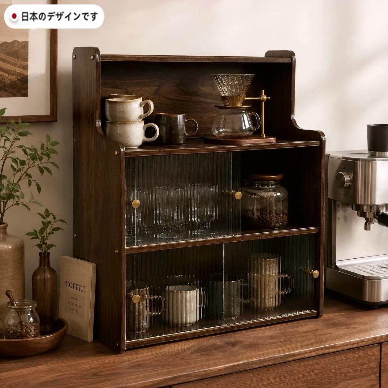 日本楠竹杯子收纳杯架桌面置物架餐桌咖啡水杯餐边柜台面收纳柜子