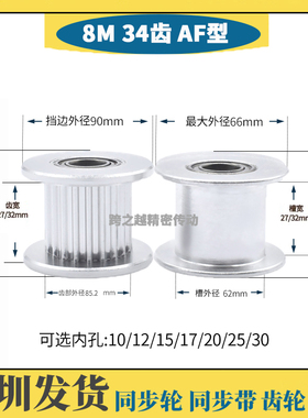 AHTFW8M34齿槽宽27/32光面250惰轮300涨紧同步轮轴承内孔20-30mm