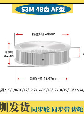 HTPS不锈钢S3M48齿槽宽11/17 SUS304两面平AF型同步轮 内孔5-28mm
