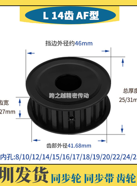 ATPT14齿L075-A-N槽宽21/27发黑碳钢45#钢同步轮S45C内孔8-28mm