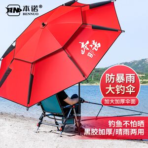 高档万向钓鱼伞2021新款摆摊加固加厚雨伞多功能钓伞拐杖三折垂钓