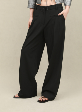 98ossi·trousers低腰宽松休闲打褶西裤长裤