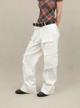 98ossi·white jeans白色低腰宽松工装裤