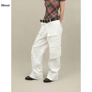98ossi·white jeans白色低腰宽松工装裤
