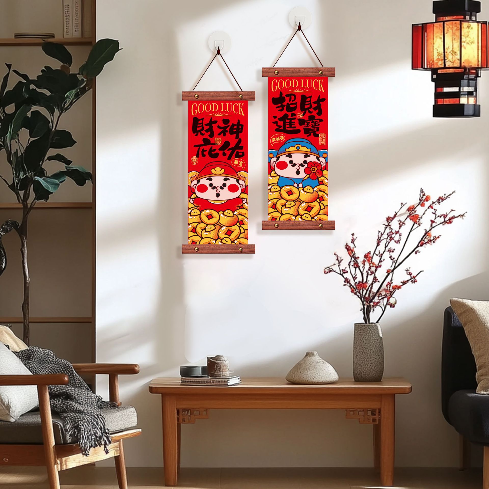 马年2026过年新年装饰品对联新春喜庆氛围大门创意绒布多场景春联