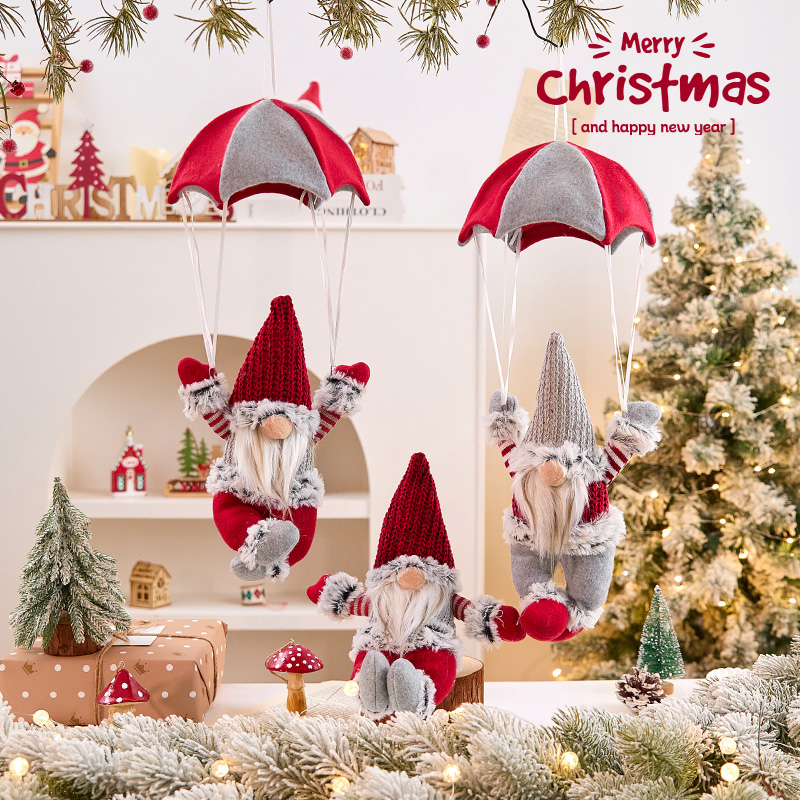 圣诞节树装饰品摆件圣诞老人降落伞挂件氛围场景布置装扮道具挂饰