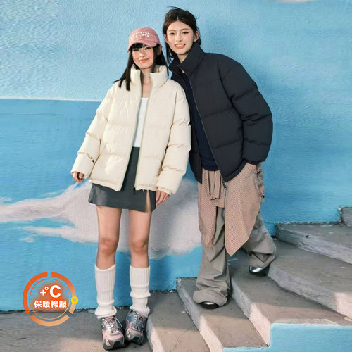 啄木鸟棉服男女款冬季新款宽松加厚外套冬季保暖棉衣情侣装面包服