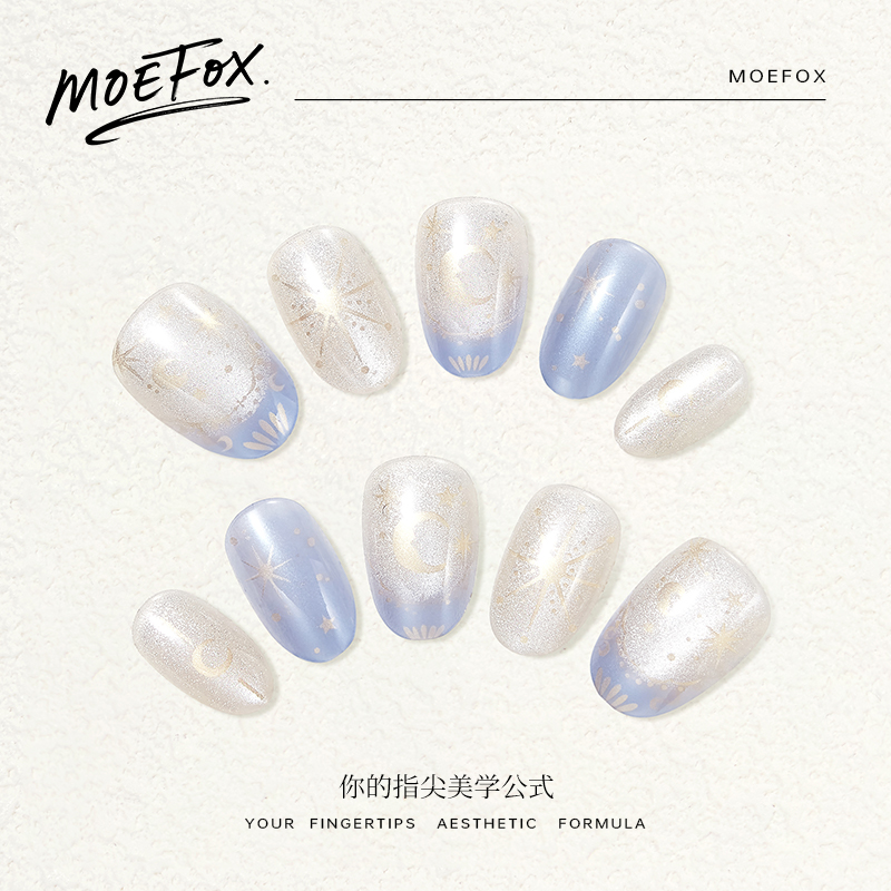 Moefox穿戴甲短款纯手工美甲指甲贴片2025新款高级感短椭圆成品甲