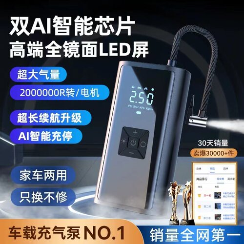 无合车载充双泵气杠大功率打气泵充气四线一汽车便携小型气泵