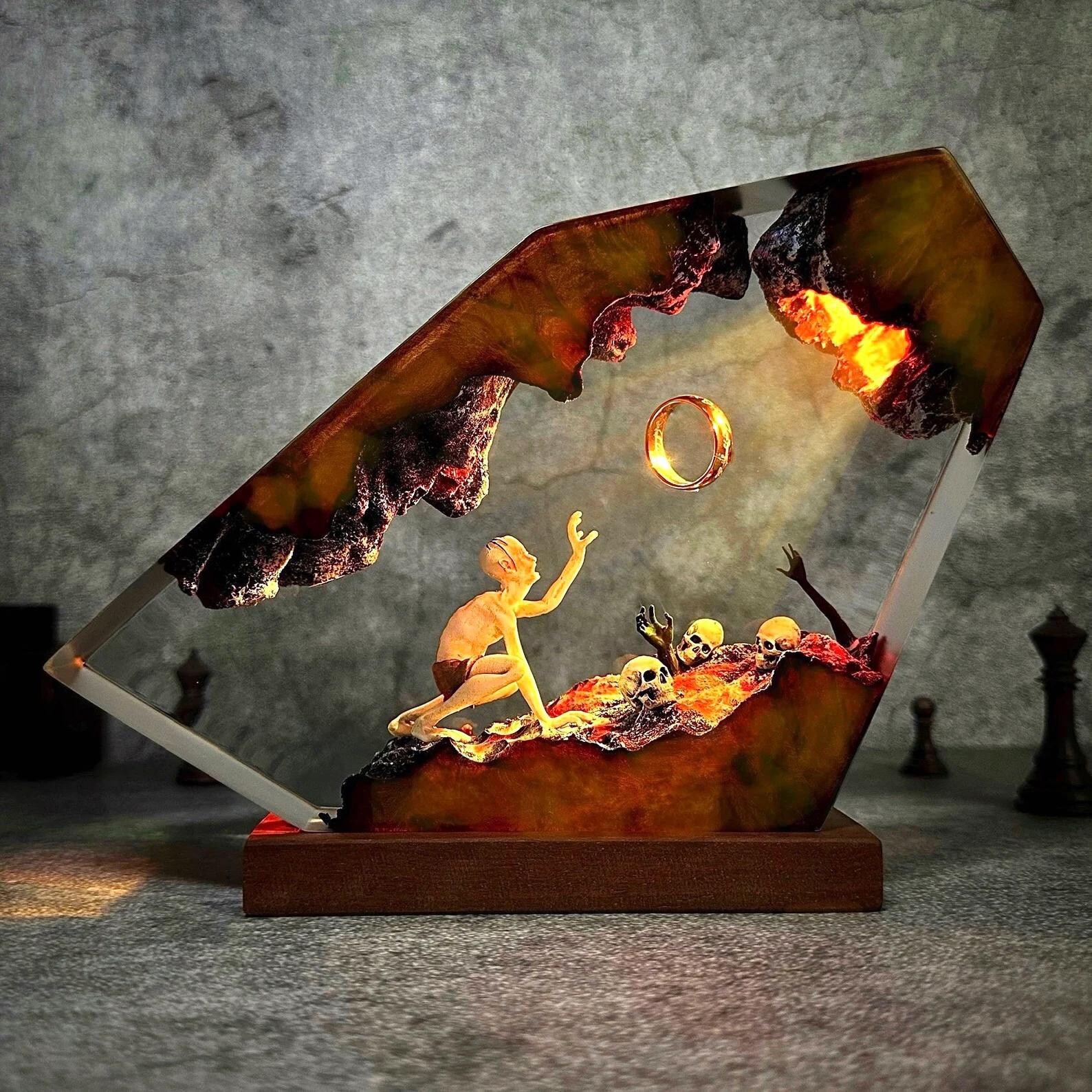 咕噜姆力量戒指环氧树脂灯黑暗魔王之戒奇幻世界小夜灯万圣节礼物