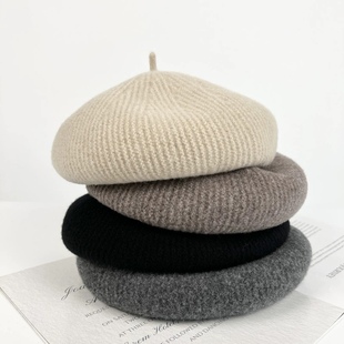 画家帽 百搭保暖蓓蕾帽时尚 帽子女100%纯羊毛贝雷帽好版 型秋冬新款