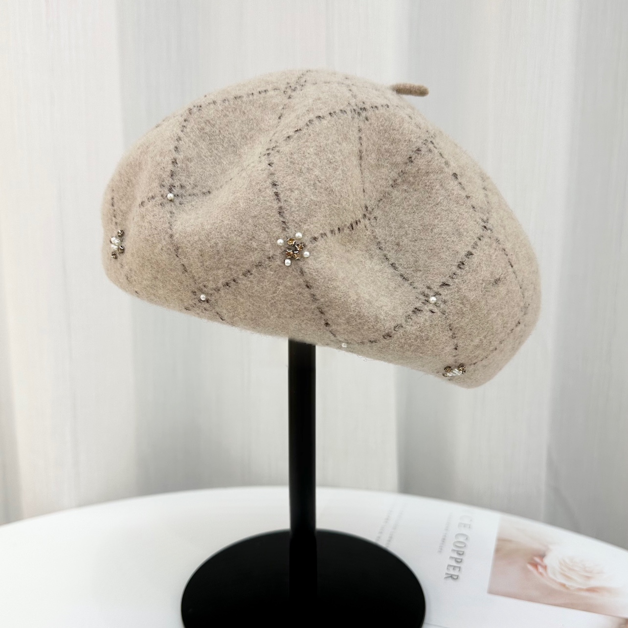 贝雷帽女士秋冬新款优雅气质羊毛帽子毛呢帽百搭蓓蕾帽气质画家帽