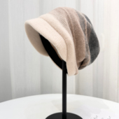 帽子女秋冬季 羊毛鸭舌套头帽女英伦保暖堆堆帽时尚 护耳针织毛线帽