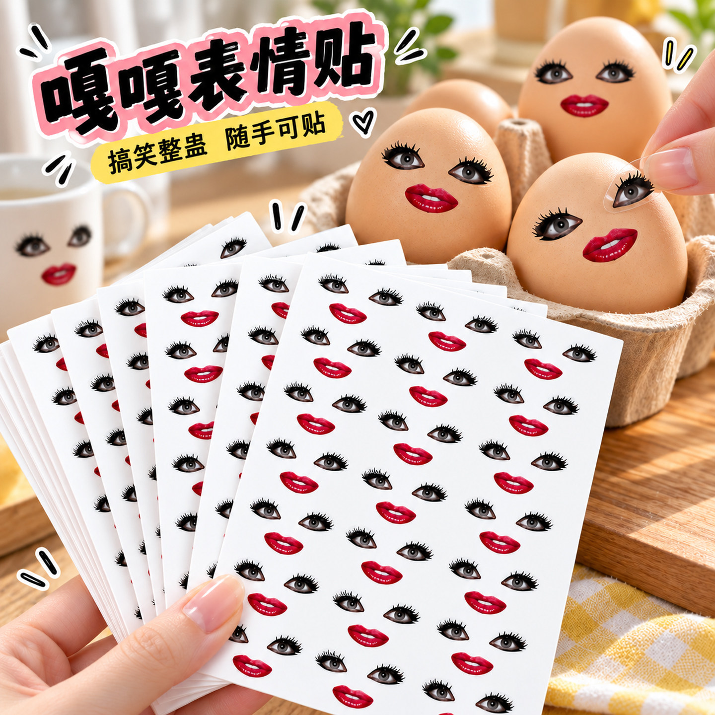 烈焰红唇雷迪嘎嘎防水贴纸表情包贴纸画不留痕抽象手机壳水杯电脑