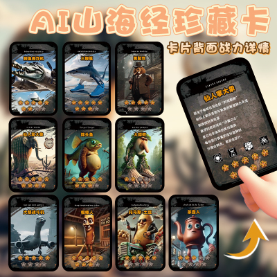外国AI山海经卡牌通木棍人