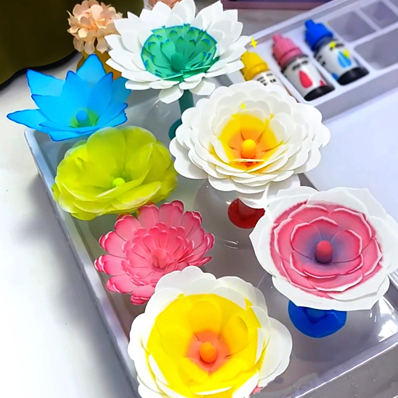 炫彩晕染花朵手工花束diy