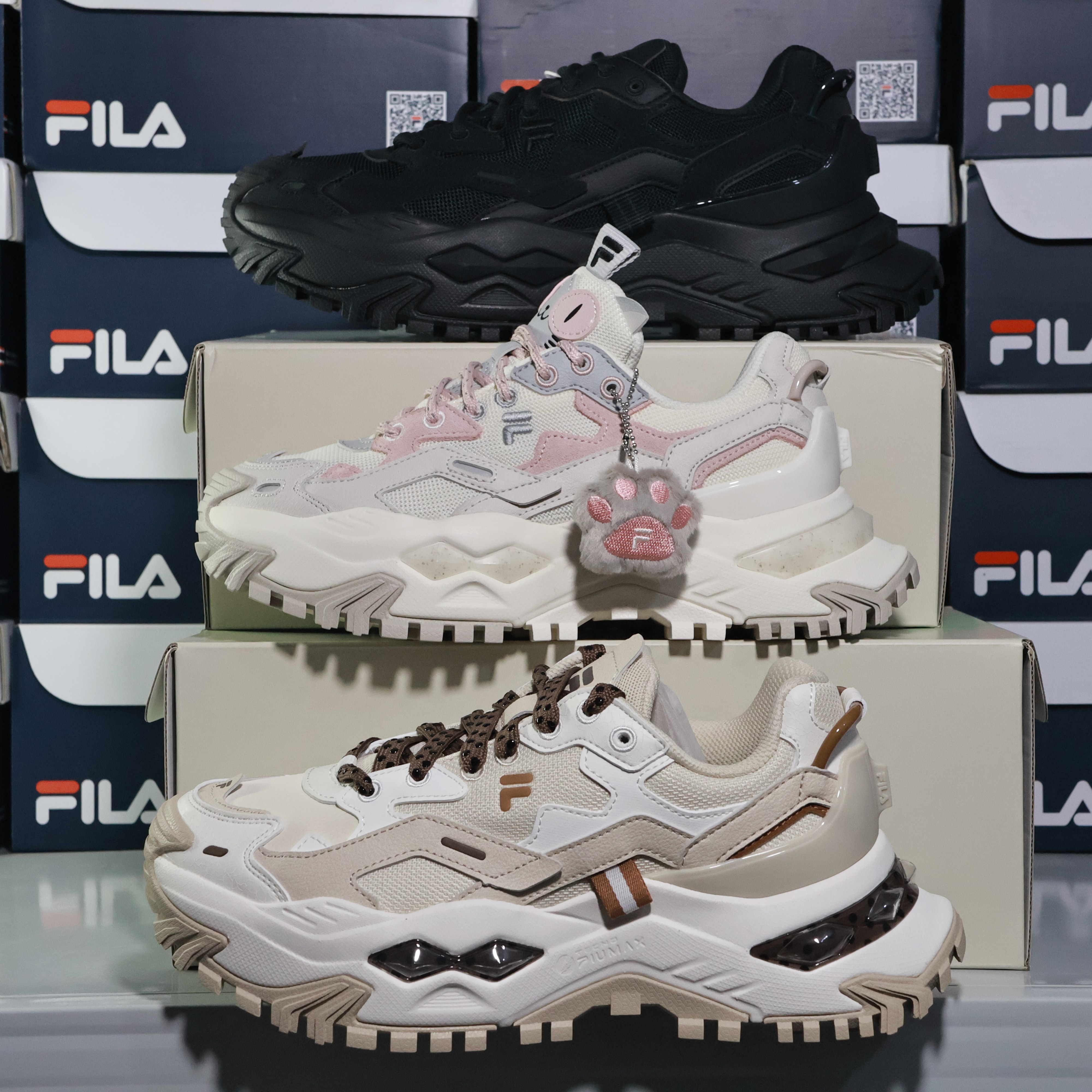 FILA/斐乐 Bianco 硬糖 厚底 防滑耐磨 减震透气 增高鞋 老爹鞋