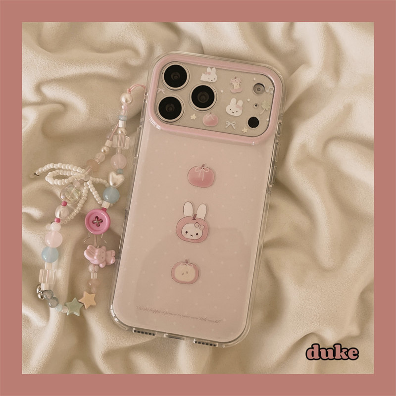 独壳 ins韩系涂鸦粉苹果兔子链条适用苹果17promax手机壳可爱iPhone16新款15防摔15pro女款双层壳手机套硬壳,3C数码配件,手机保护套/壳,淘宝优惠券,粉丝福利购,淘宝优惠卷