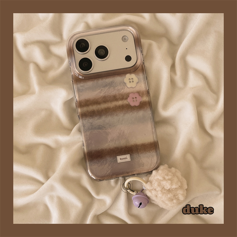 适用苹果手机壳韩系秋冬渐变条纹