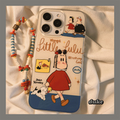 14ProMax防摔13pro女款 独壳 卡通插画原田治带链条适用苹果16手机壳双层壳iPhone15promax新款 12创意日系硬壳