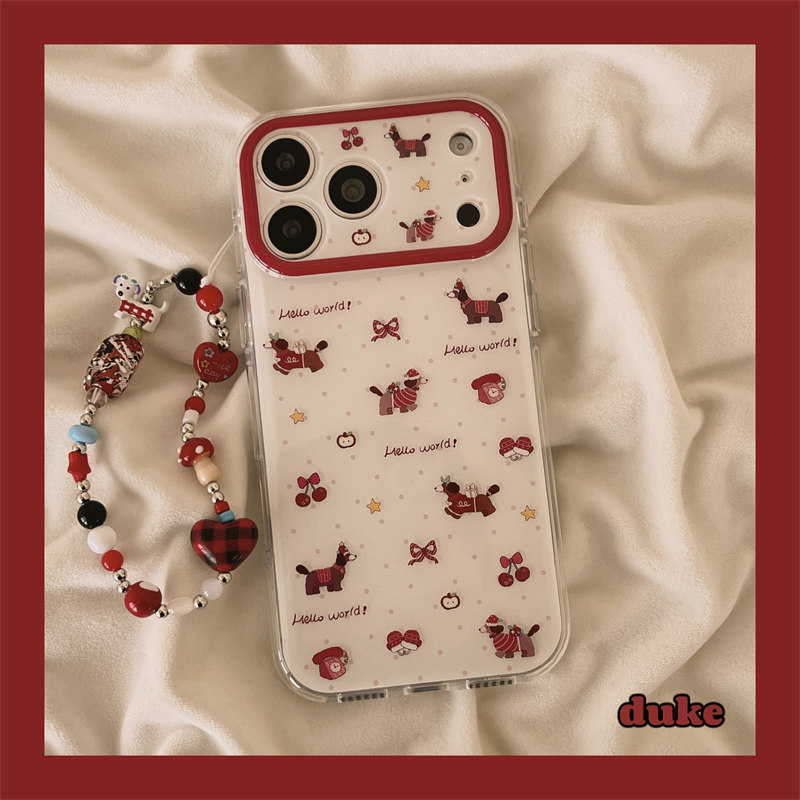独壳 日韩风ins波点腊肠狗带链条适用苹果17promax手机壳卡通iPhone16新款15防摔15pro女款双层壳手机套硬壳,3C数码配件,手机保护套/壳,淘宝优惠券,粉丝福利购,淘宝优惠卷