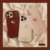 15防摔14pro女款 独壳 新年红色立体小马适用苹果17promax手机壳国风简约纯色iPhone16新款 13双层壳手机套硬壳