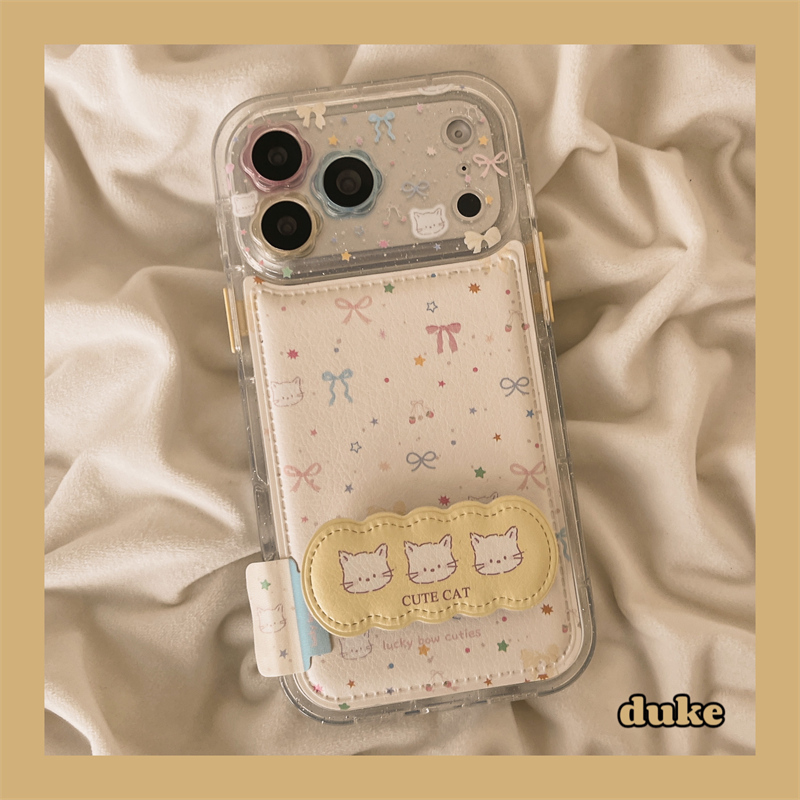 适用苹果手机壳ins蝴蝶结猫咪