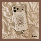 15防摔14pro女款 独壳 ins风白色雪花松鼠带挂饰适用苹果17promax手机壳韩系iPhone16新款 13双层壳手机套硬壳