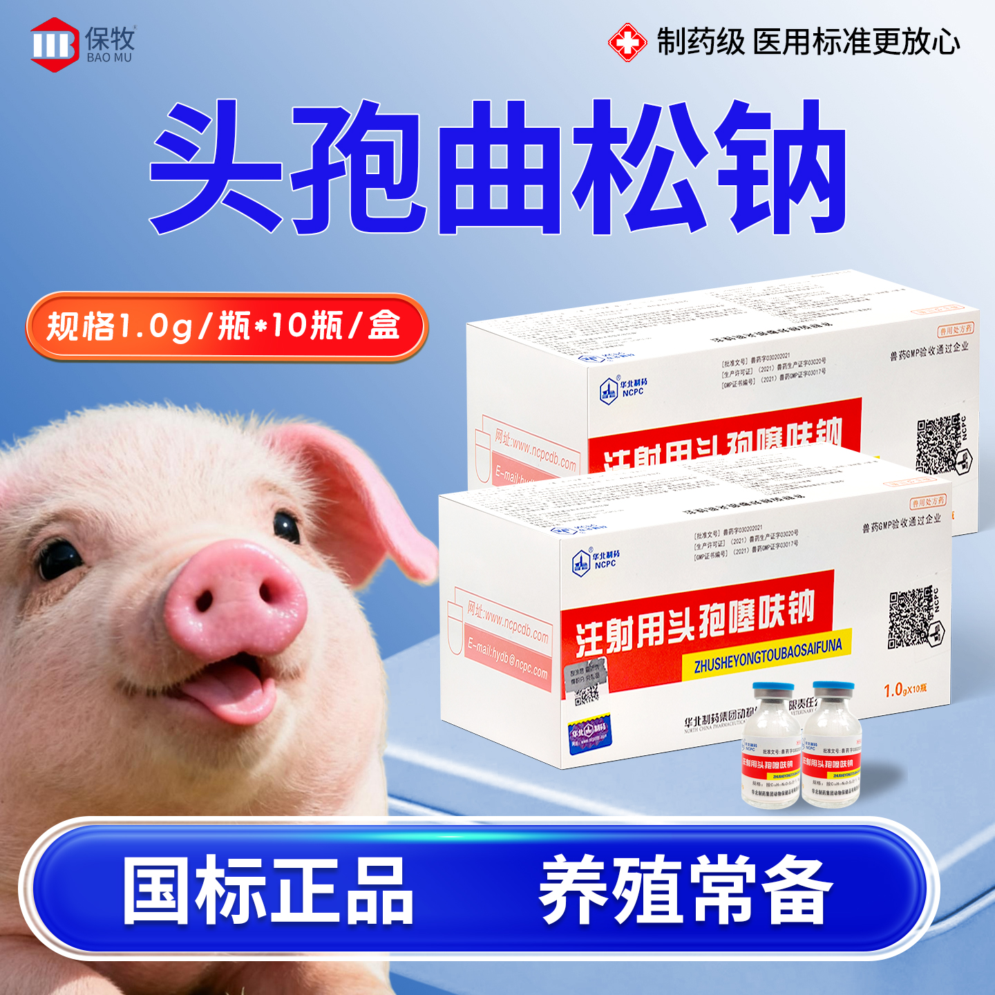 头孢曲松纳注射头孢噻呋钠针剂猪牛羊兽用呼吸道感染产后消炎兽药