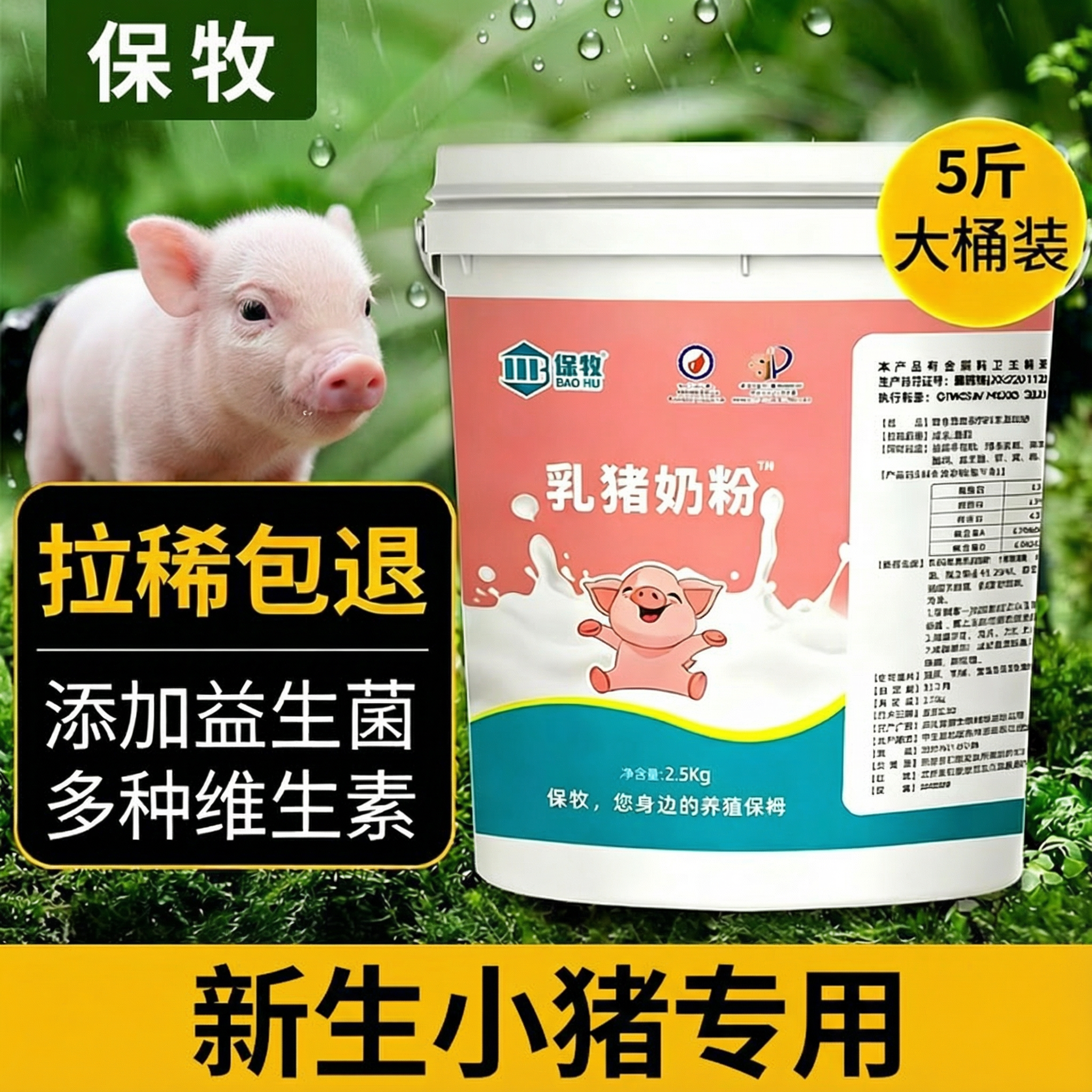 保牧小猪奶粉兽用喂刚出生乳猪专用初生仔猪崽吃的代乳粉5斤桶装,畜牧/养殖物资,动物营养品,淘宝优惠券,粉丝福利购,淘宝优惠卷