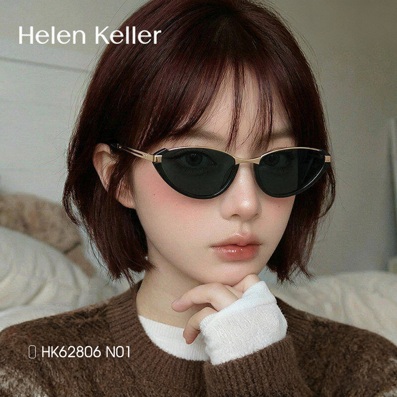 海伦凯勒下半框猫眼墨镜女款时髦高级感智性风太阳眼镜女HK62806