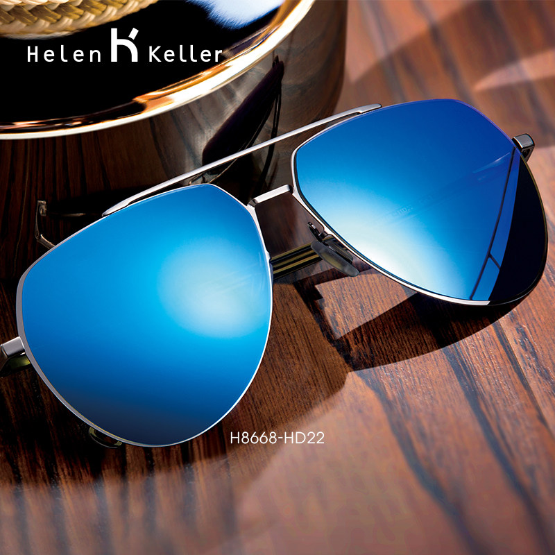 海伦凯勒新款太阳镜男款潮驾驶开车炫彩蛤蟆镜质感金属时尚墨镜