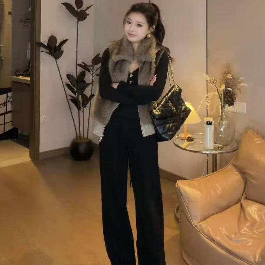 onee自制小个子针织袖环保毛可拆卸冬季拼接保暖短外套可搭套装