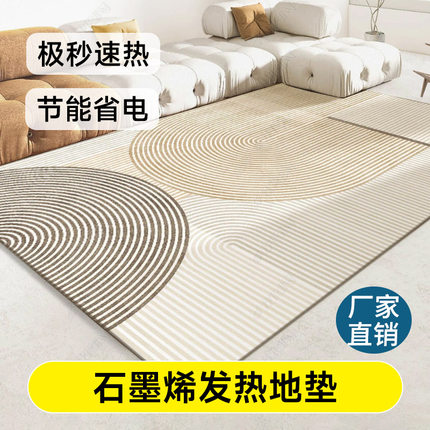 现代风石墨烯地暖垫瑜伽垫家用加热地垫卧室加厚绒面客厅电热地毯
