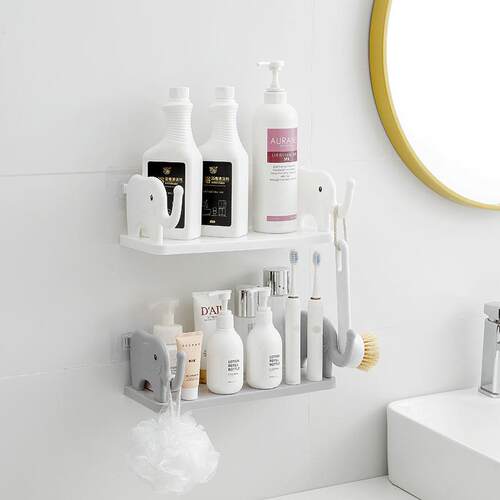 Elephant-shaped storage rack for home use, no drilling requi