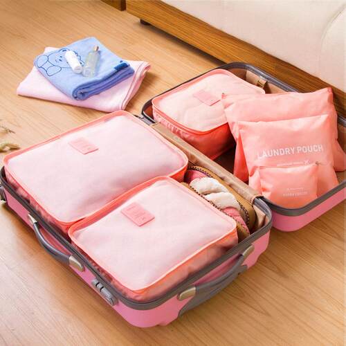 Korean Version 6-Piece Travel Organizer Set, Waterproof Clot