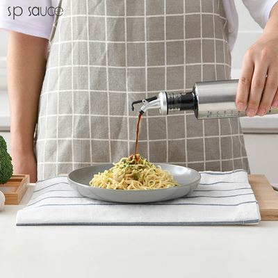 Kitchen glass oil pot stainless steel seasoning bottle